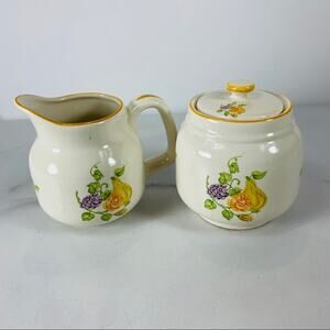 Yellow Fruit Sugar Creamer Set Pears Grapes